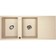 GranMaster RIVA II. kétmedencés csepptálcás gránit mosogatótálca - light beige