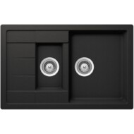SCHOCK MANHATTAN CRISTALITE D-150S egymedencés csepptálcás gyümölcsmosós prémium mosogató - Nero