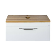 TMP MOON 90 cm fehér - natúr dió - fali fürdőszobabútor - mosdó nélkül - Top Counter mosdókhoz