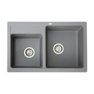 Quadro Plus 2D Metalac 372989 Gránit Mosogatótálca - Extra mély, Kétmedencés, Grafit