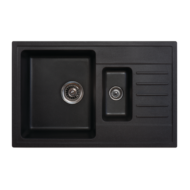 Quadro Plus 1.5D Metalac 158549 Gránit Mosogatótálca - Extra mély, Csepegtetőtálcás, Design, Szemcsés Fekete