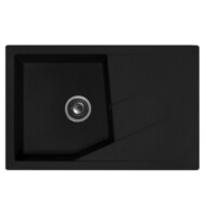 Linea Plus Metalac Xgranit Gránit Mosogatótálca - Extra mély, Csepegtetőtálcás, Szemcsés Fekete