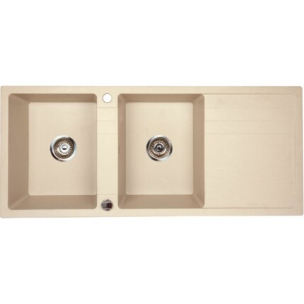 GranMaster RIVA II. kétmedencés csepptálcás gránit mosogatótálca - light beige