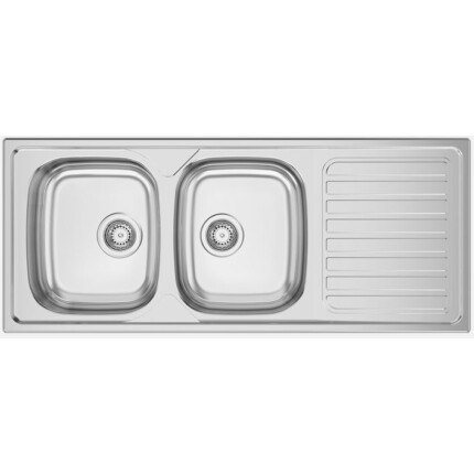RODI OKIO LINE-120 FLAT BBD Kétmedencés csepptálcás rozsdamentes mosogató - 120x50 cm