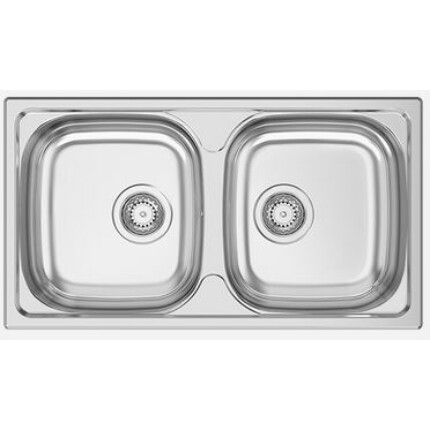 RODI OKIO LINE-78-BB Kétmedencés rozsdamentes mosogató - 78x43,5 cm