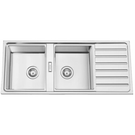 RODI FUSION 116 EXKLUSIV Kétmedencés csepptálcás extra mély rozsdamentes mosogató - 116x50 cm
