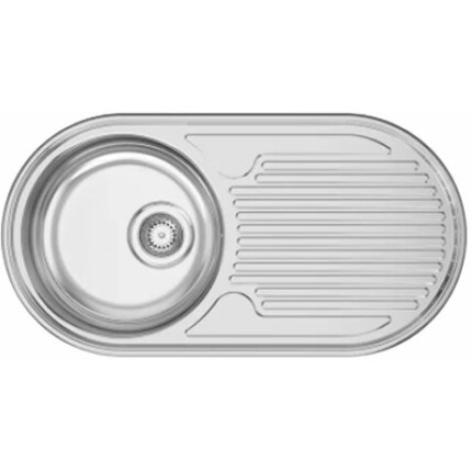 RODI SEMI-DUETTO Egymedencés csepptálcás ovál rozsdamentes mosogató - 84,7x44,4 cm