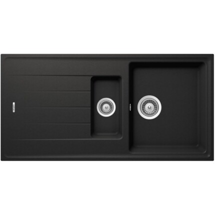 SCHOCK ELEMENT CRISTALITE D-150 egymedencés csepptálcás gyümölcsmosós prémium mosogató - Nero