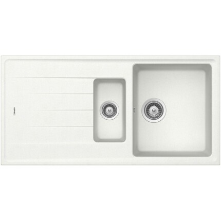 SCHOCK ELEMENT CRISTALITE D-150 egymedencés csepptálcás gyümölcsmosós prémium mosogató - White