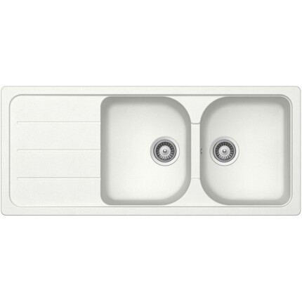 SCHOCK FORMHAUS CRISTALITE D-200 kétmedencés csepptálcás prémium mosogató - White