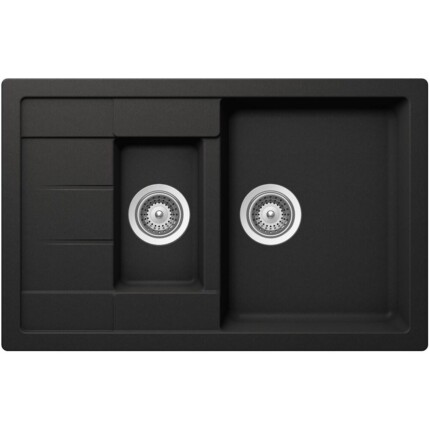 SCHOCK MANHATTAN CRISTALITE D-150S egymedencés csepptálcás gyümölcsmosós prémium mosogató - Nero