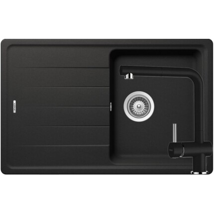 SCHOCK ELEMENT CRISTALITE D-100S prémium mosogató +  SCHOCK EPOS zuhanyfejes csaptelep SZETT - Nero