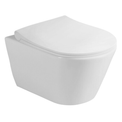 Sanovit SLIM AVVA fali WC + Brilla SLIM L ülőke - perem nélküli - mély öblítésű - rövid - 49 cm