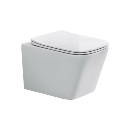 Eros ES QUADRO fali wc - ülőkével komplett - perem nélküli öblítés - 49,5 cm