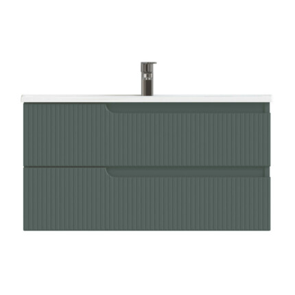Piramida EURIDIKA fali fürdőszobabútor - műmárvány mosdóval -2 fiókos - PINO ZÖLD - 100 x 48 x 53 cm