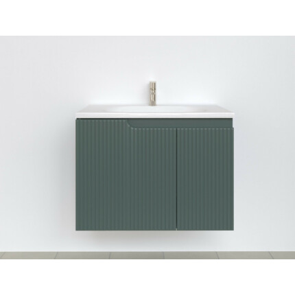 Piramida EURIDIKA fali fürdőszobabútor - műmárvány mosdóval -2 ajtós - PINO ZÖLD - 75 x 48 x 53 cm