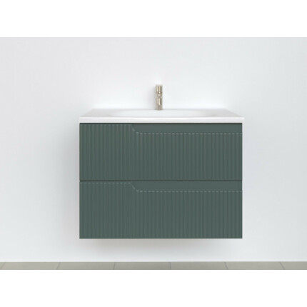 Piramida EURIDIKA fali fürdőszobabútor - műmárvány mosdóval -2 fiókos - PINO ZÖLD - 75 x 48 x 53 cm