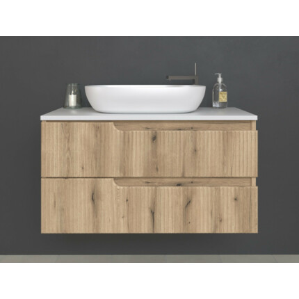 Piramida EURIDIKA fali fürdőszobabútor - mosdópult mosdó nélkül -2 fiókos - PINO TÖLGY - 100 x 48 x 53 cm