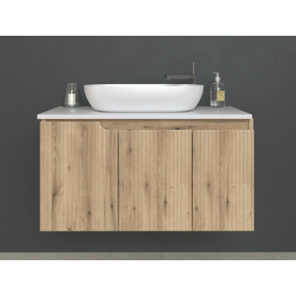 Piramida EURIDIKA fali fürdőszobabútor - mosdópult mosdó nélkül -3 ajtós - PINO TÖLGY - 100 x 48 x 53 cm