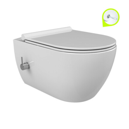 CeraStyle BELLA fali WC - BEÉPÍTETT bidé funkcióval - perem nélküli - VORTEX örvényöblítéssel -53 cm