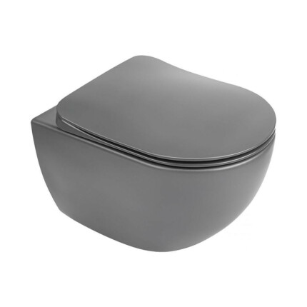 Eros ES BELLA SLIM fali WC - MATT SZÜRKE - WC ülőkével - VORTEX örvényöblítéssel - 49 cm