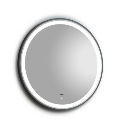 TMP IRON fürdőszoba tükör - FEKETE keret - kerek - LED világítással - érintésmentes kapcsoló - 70 cm