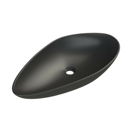 CeraStyle OLIVE - PULTRA ültethető - Top Counter - porcelán mosdó - MATT FEKETE -75 x 38 cm