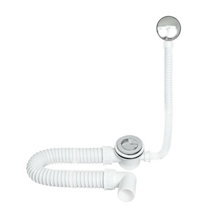 TEXO kádszifon - KRÓM - Klikk - klak leeresztővel - flexibilis csővel - Ø 5/4" x 0,5 m x Ø 40 mm