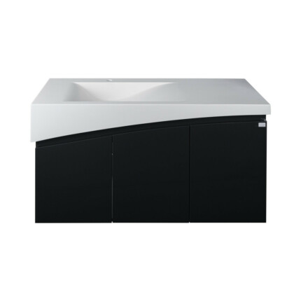TMP SMYRNA 120 - FEKETE - fali fürdőszobabútor - Akrivit öntött műmárvány mosdóval - 120 x 48,5 cm