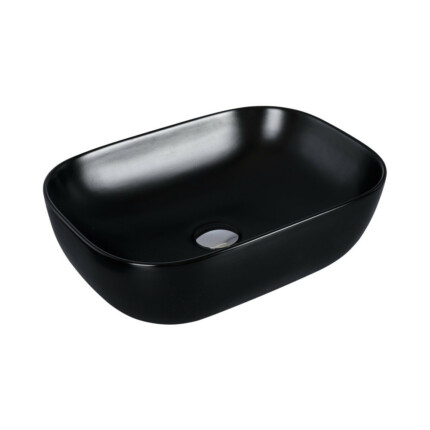 Eros SMILE 3 - PULTRA ültethető - Top Counter - porcelán mosdó - MATT FEKETE - 46,5 x 32,5 x 13 cm