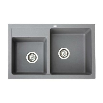 Quadro Plus 2D Metalac Xgranit Gránit Mosogatótálca - Extra mély, Kétmedencés, Grafit