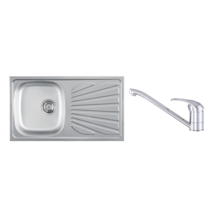 Luna Flex 1D 90 Inox Mosogató és Gamma Alfa Konyhai Csaptelep Szett
