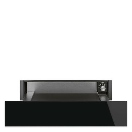 SMEG EDÉNYMELEGÍTŐ FIÓK, Dolce Stil Novo,kiegészítő a 45 cm-es kompakt sütőkhöz, fekete üveg/inox, fogantyú nélküli