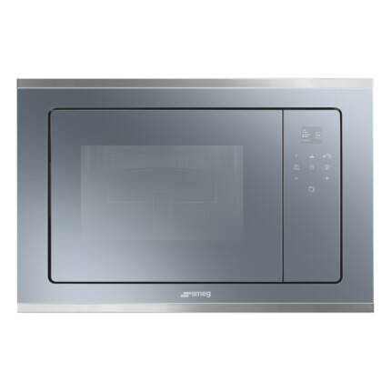 SMEG MIKROHULLÁMÚ SÜTŐ,Selezione,beépíthető,20 liter,5 funkció,TFT kij,full touch,forgótányér,ezüst üveg