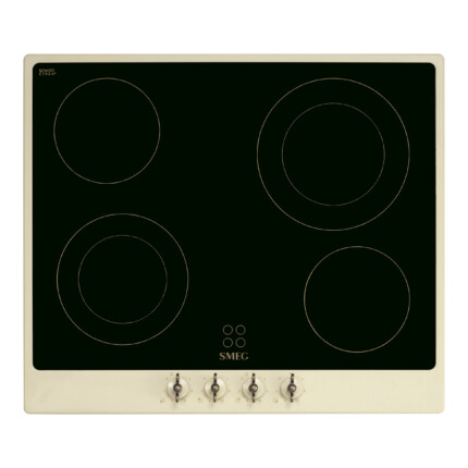 SMEG KERÁMIA FŐZŐLAP, Colonial design, 60 cm, 4 főzőzóna, bézs
