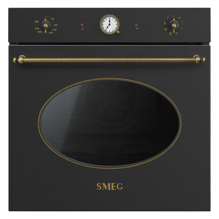 SMEG PIROLITIKUS HŐLÉGKEVERÉSES SÜTŐ, Colonial design, 60 cm, analóg, antracit