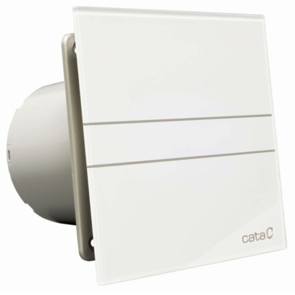 Cata E-100MTH ventilátor metakrilát előlappal, utószellőztető, alapszellőztető és páraérzékelő funkcióval, fehér