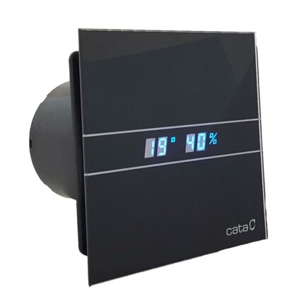 Cata E-100MTH BK ventilátor metakrilát előlappal, utószellőztető, alapszellőztető és páraérzékelő funkcióval, fekete