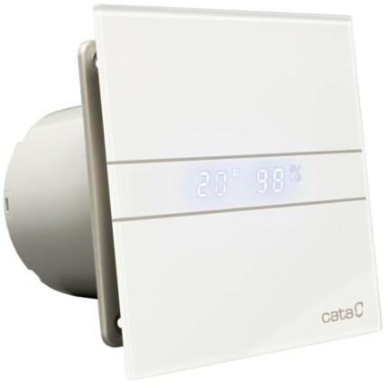 Cata E-150GTH ventilátor üveg előlappal, utószellőztető, alapszellőztető és páraérzékelő funkcióval, fehér