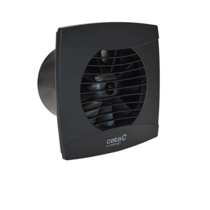 Cata UC-12 Timer fekete ventilátor utószellőztető funkcióval, pillangószeleppel