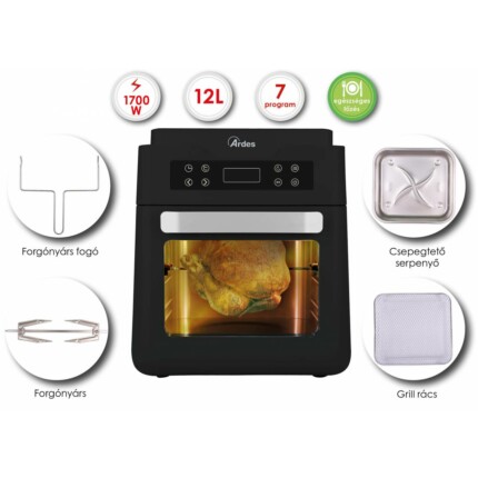 ARDES 1KP12000 12 literes Air Fryer forrólevegős sütő, olajsütő