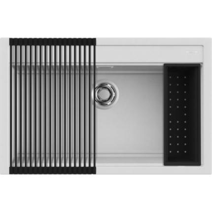 ELLECI - Gránit mosogatótálca Best 130 Workstation Szett G68 Bianco - Kifutó termék!