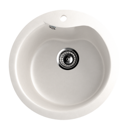 Ulgran U-102-341 Gránit Design Mosogatótálca - Egymedencés, Kerek, Tejfehér