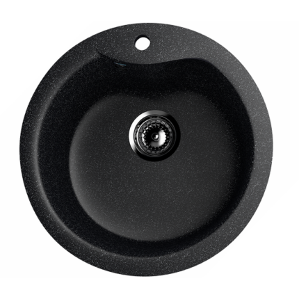 Ulgran U-102-308 Gránit Design Mosogatótálca - Egymedencés, Kerek, Szemcsés Fekete