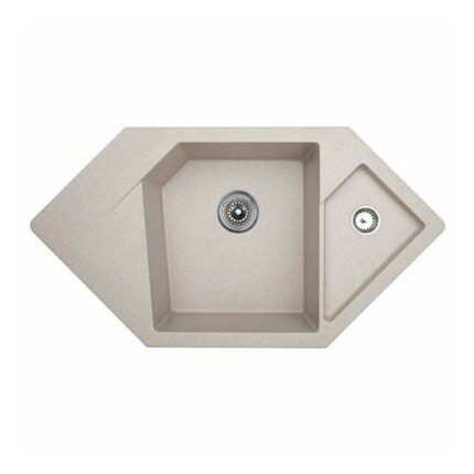 Diamond Metalac Xgranit Gránit Sarok Mosogatótálca - Design, Bézs