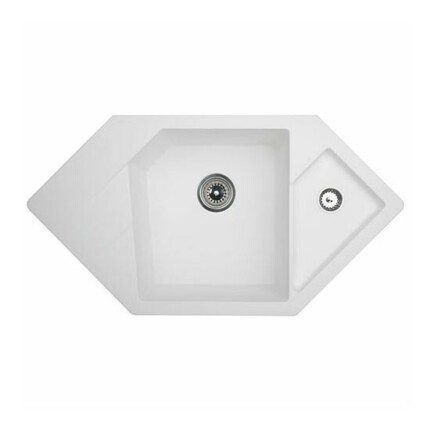 Diamond Metalac Xgranit Gránit Sarok Mosogatótálca - Design, Fehér