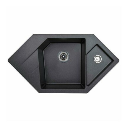 Diamond Metalac Xgranit Gránit Sarok Mosogatótálca - Design, Szemcsés Fekete