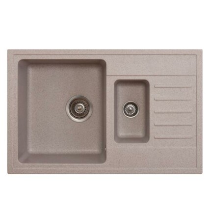 Quadro Plus 1.5D Metalac Xgranit Gránit Mosogatótálca - Extra mély, Csepegtetőtálcás, Design, Bézs