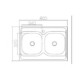 Kevmil K-50x80 kétmedencés teletetős 50x80 cm-es rozsdamentes mosogató - K-313