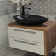 CeraStyle OLIVE - PULTRA ültethető - Top Counter - porcelán mosdó - MATT FEKETE -75 x 38 cm